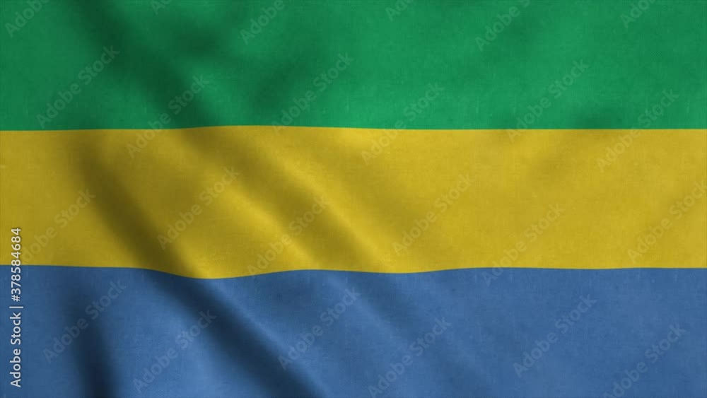 Gabon flag waving in the wind. National flag of Gabon. Sign of Gabon seamless loop animation Gabon flag waving in the wind. National flag of Gabon. Sign of Gabon seamless loop animation