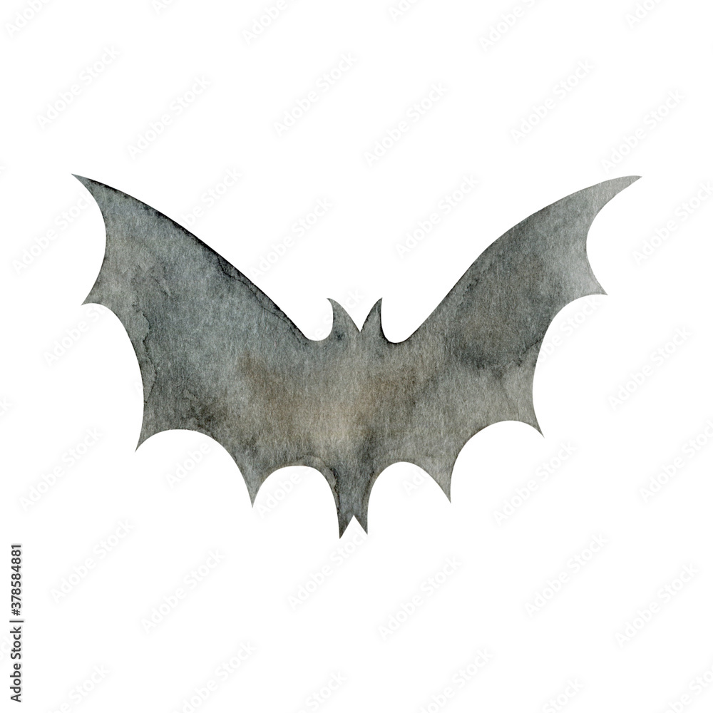 Watercolor Halloween scary bat clipart