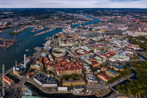 Aerial birds eye image of Inom Vallgraven, Gothenburg, Sweden, 2020 year
