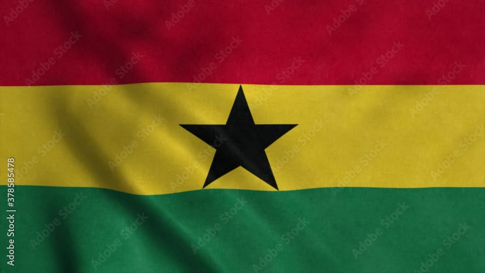 Ghana flag waving in the wind. National flag of Ghana. Sign of Ghana seamless loop animation. 4K Ghana flag waving in the wind. National flag of Ghana. Sign of Ghana seamless loop animation. 4K