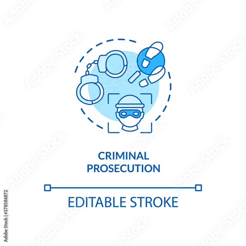 Criminal prosecution concept icon. Digital criminals catcher system. Crime stopping technologies idea thin line illustration. Vector isolated outline RGB color drawing. Editable stroke