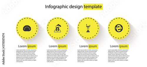 Set Dumplings, Ukrainian cossack, Mother Motherland monument and hryvnia. Business infographic template. Vector.