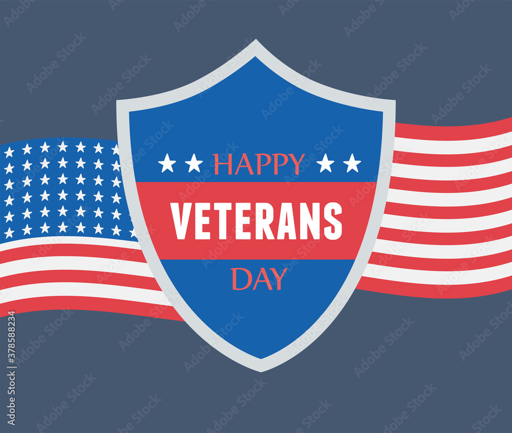 happy veterans day, US military armed forces soldier, shield lettering and american flag happy veterans day, US military armed forces soldier, shield lettering and american flag