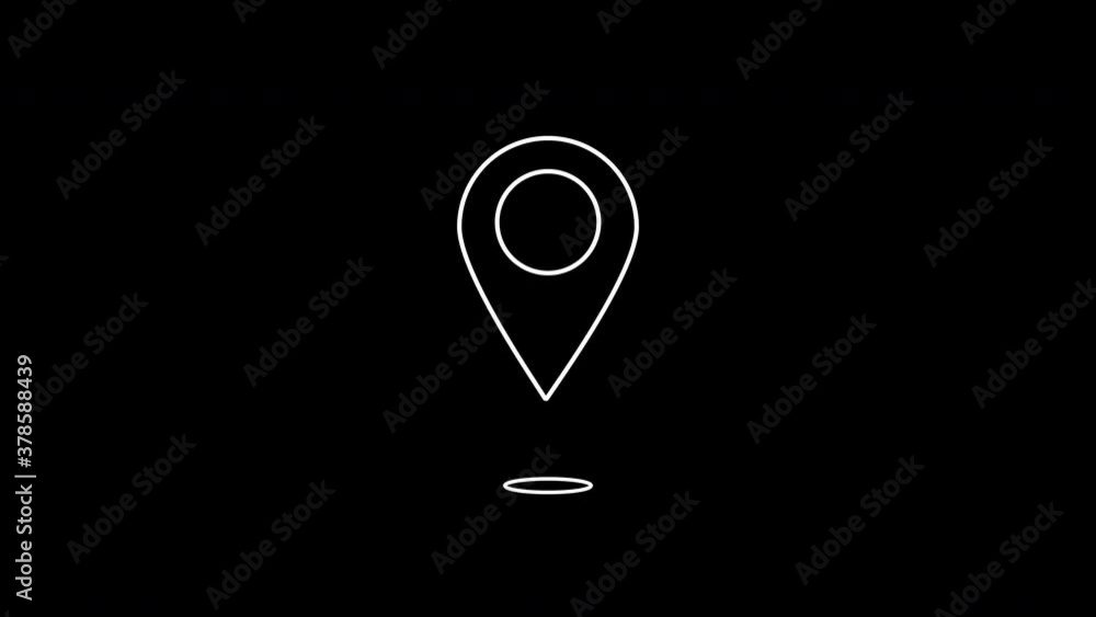 Bouncing location marker icon, isolated on black and white backgrounds Bouncing location marker icon, isolated on black and white backgrounds