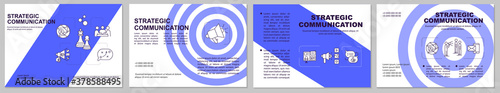 Strategic communication brochure template. Marketing and advertising. Flyer, booklet, leaflet print, cover design with linear icons. Vector layouts for magazines, annual reports, advertising posters