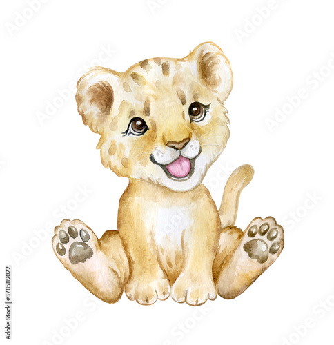 Foto Cute lion cub isolated on white background