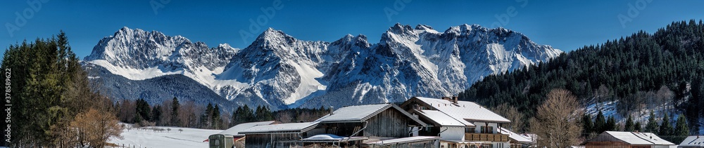 Panoramic Karwendel Mountain Range in Winter