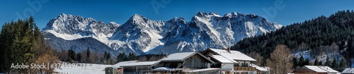 Panoramic Karwendel Mountain Range in Winter