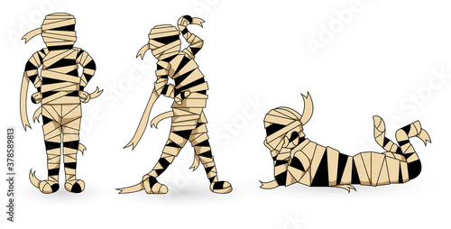 mummy character set with cute expressions