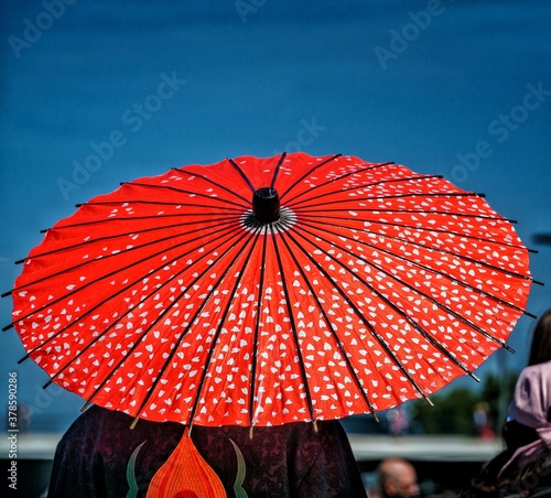 red and yellow umbrella