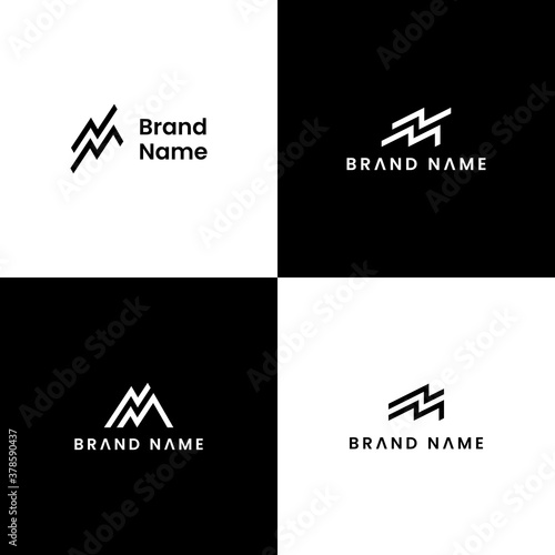 monogram initial letter nm logo design vector
