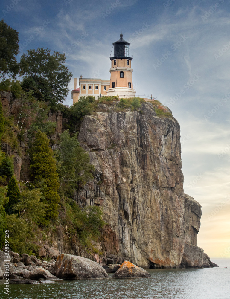 View of the Split Rock Lighthouse along the North Shore of Lake Superior in Minnesota.