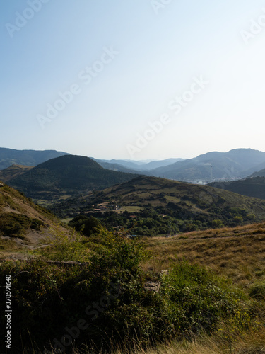 Landscape  green hills near the coast of Bilbao