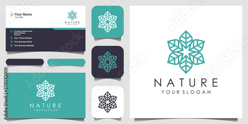 Minimalist elegant floral rose logo design for beauty, Cosmetics, yoga and spa. logo design and business card