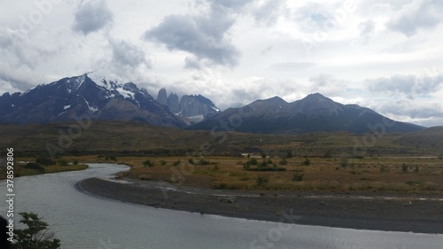 Fototapeta Naklejka Na Ścianę i Meble -  mountains,
Southern Chile, Patagonia, trekking, granite, trees, river