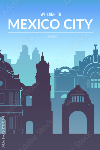 Mexico city famous city scape view background.