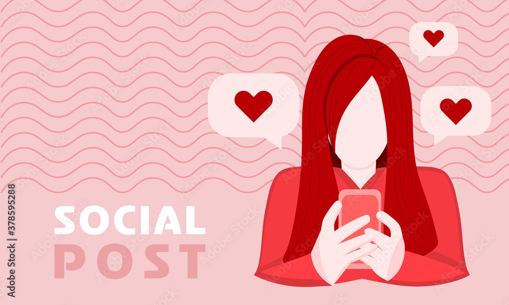 Obraz premium Red Monochrome Flat Character Illustration