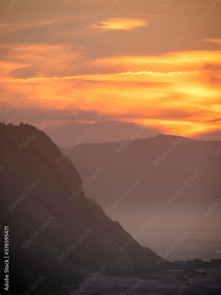 sunset on the coast of zumaia. sunset on the coast of zumaia.