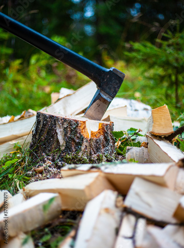 axe and firewood