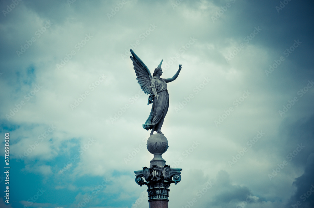 Copenhagen, Denmark - Angel statue, Ivar Huitfeldt Column, constructed in 1886 Copenhagen, Denmark - Angel statue, Ivar Huitfeldt Column, constructed in 1886