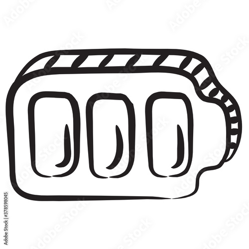 
Full battery icon in doodle design, mobile rechargeable battery concept 
