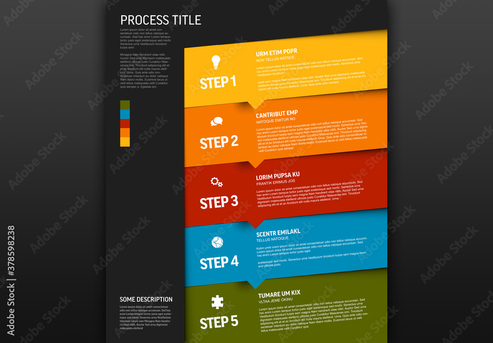 Progress Infographic with Five Color Steps and Icons Stock Template ...