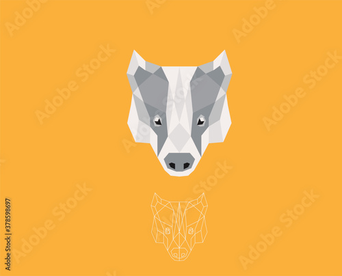 Tableau sur toile Vector badger head, badger logo, in Low poly style