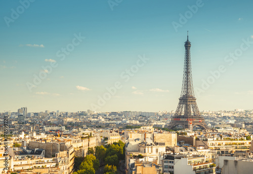 Skyline of Paris with Eiffel Tower  France