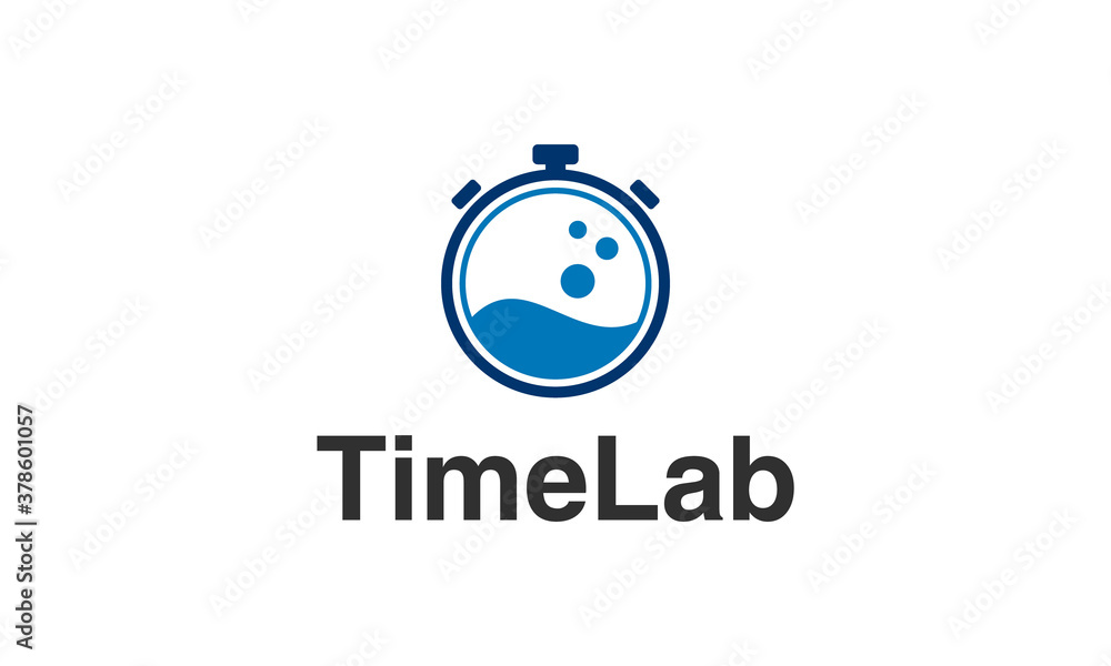 Combination logo from stopwatch and lab or fitness symbol logo design concept Combination logo from stopwatch and lab or fitness symbol logo design concept