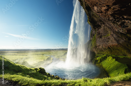 Seljalandfoss waterfall in summer time, Iceland