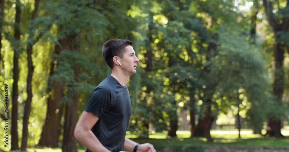 Sportsman Jog Cardio Workout. Runner Fitness Hard Training Before