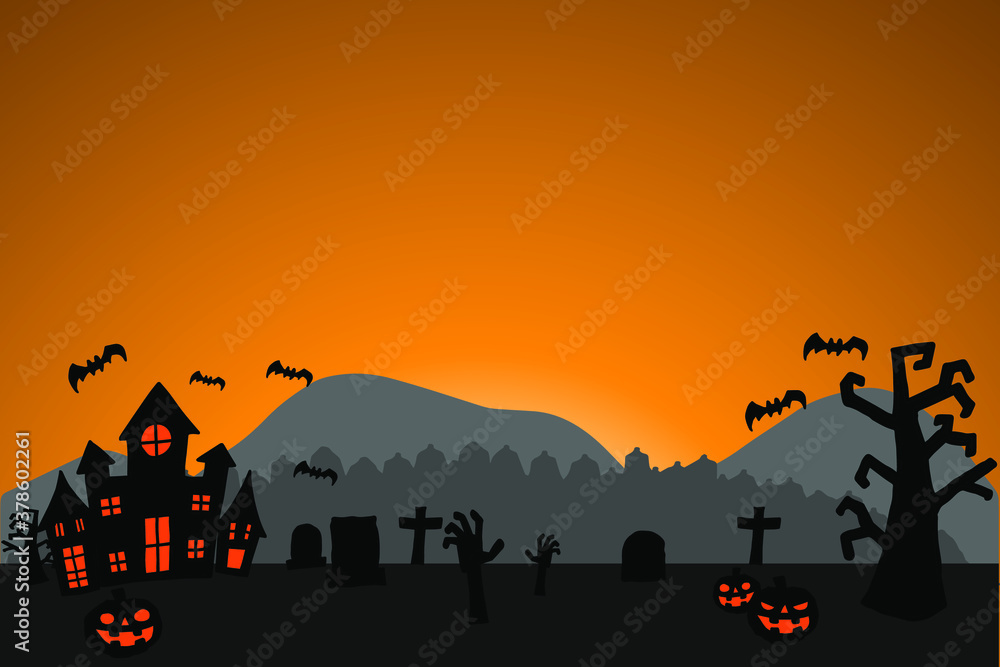 halloween landscape with pumpkin