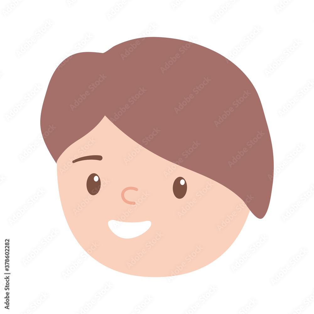boy face character male isolated design white background boy face character male isolated design white background