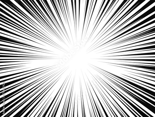 Comic book radial lines. Comics background with motion, speed lines. Vector illustration.