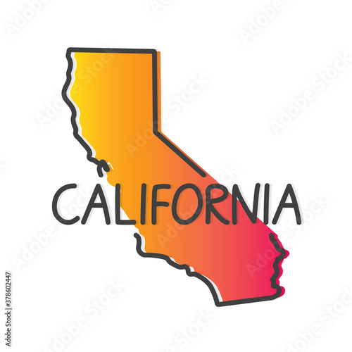 outline of California map- vector illustration