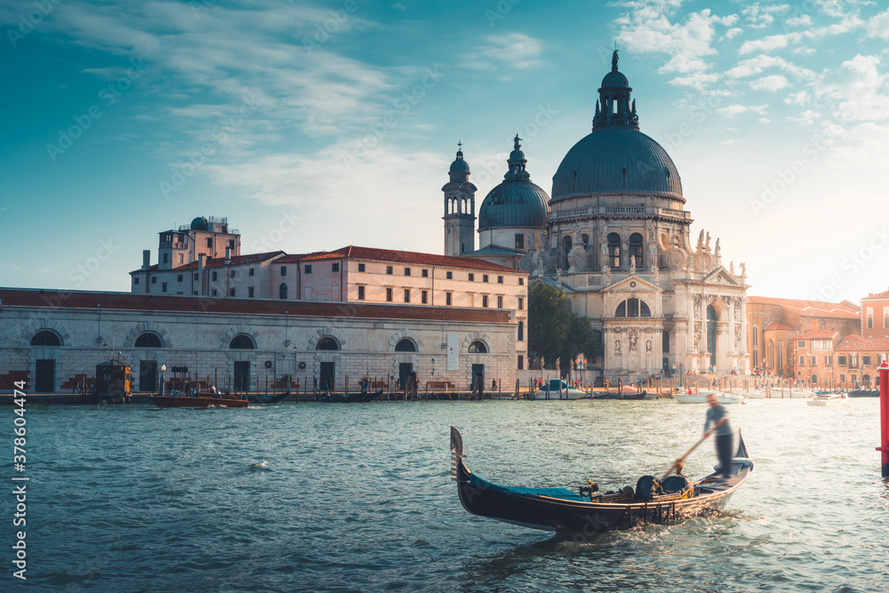 Gondola and Basilica Santa Maria della Salute, Venice, Italy