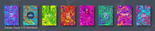Colorful abstract geometric background. Liquid dynamic gradient waves. Fluid marble texture. Modern covers set. Vector illustration.