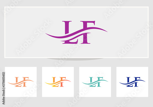 Fotografie Swoosh Letter LF Logo Design for business and company identity