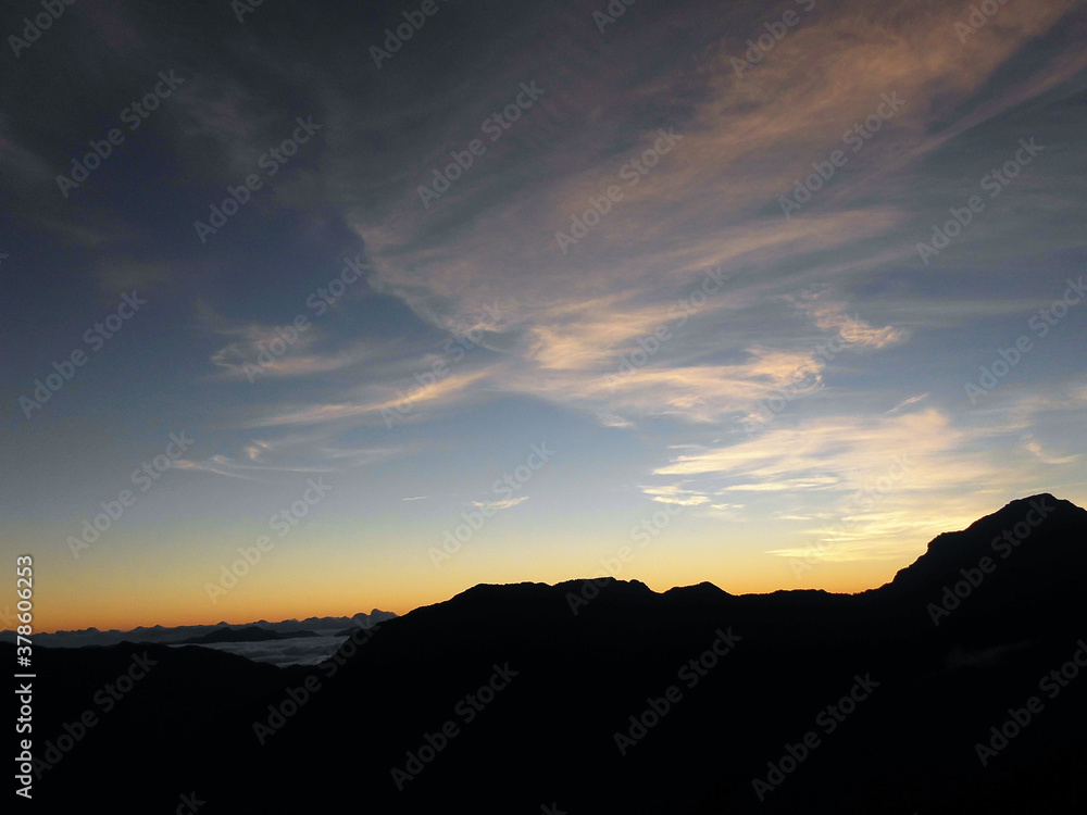 sunrise over the mountains in Taiwan