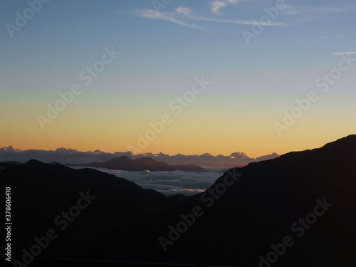 sunrise over the mountains in Taiwan