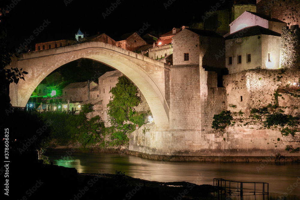 Mostar Bridge at night - Mostar, Bosnia and Herzegovina
