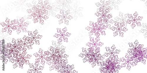 Light purple vector doodle texture with flowers.