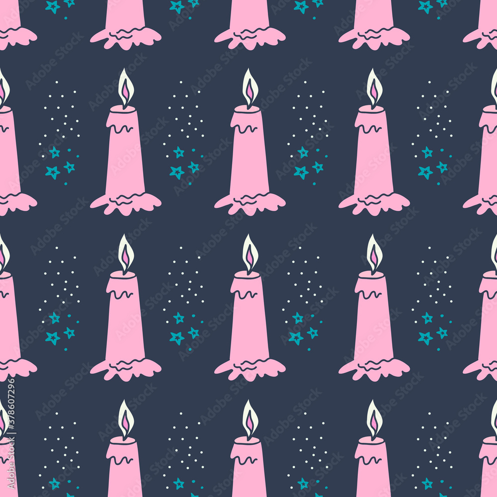 Burning Wax Candle Seamless Pattern-02 Burning Wax Candle Seamless Pattern-02
