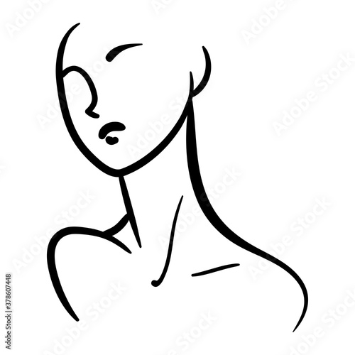 Minimalistic portrait of woman head till shoulders