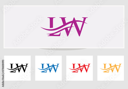 Water Wave LW Logo Vector. Swoosh Letter LW Logo Design for business and company identity.
 photo