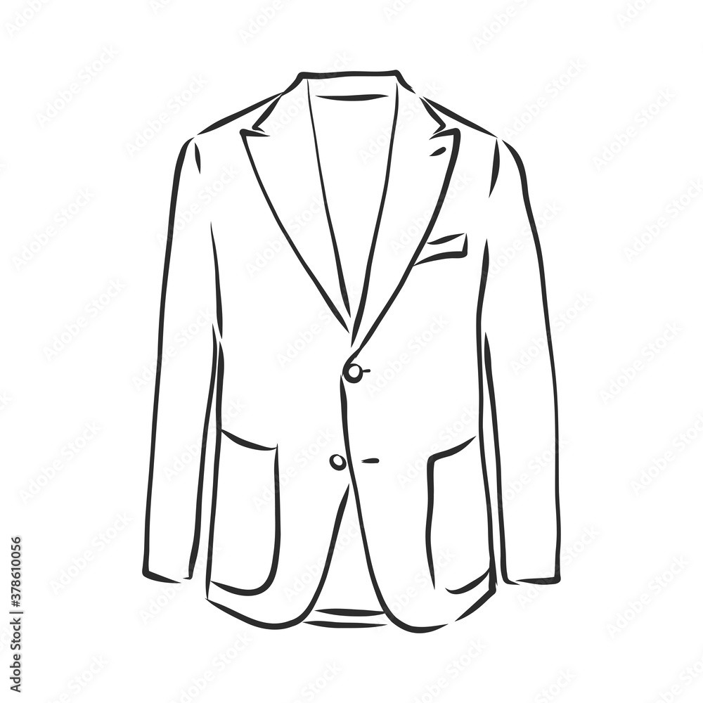 Drawing one continuous line. Men's jacket. Linear style, men's blazer vector sketch illustration Drawing one continuous line. Men's jacket. Linear style, men's blazer vector sketch illustration