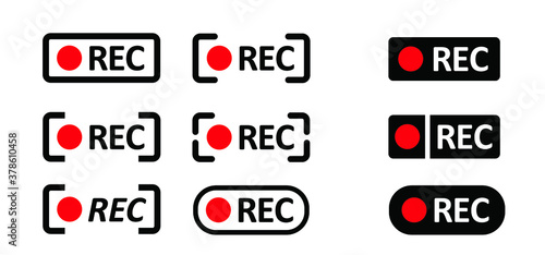 Framed recording sign Mobile home video camera viewfinder Overlay film Fun live rec Vector funny player Full hd format of frame template lines Funny camera frames Line app focusing screen flat panel