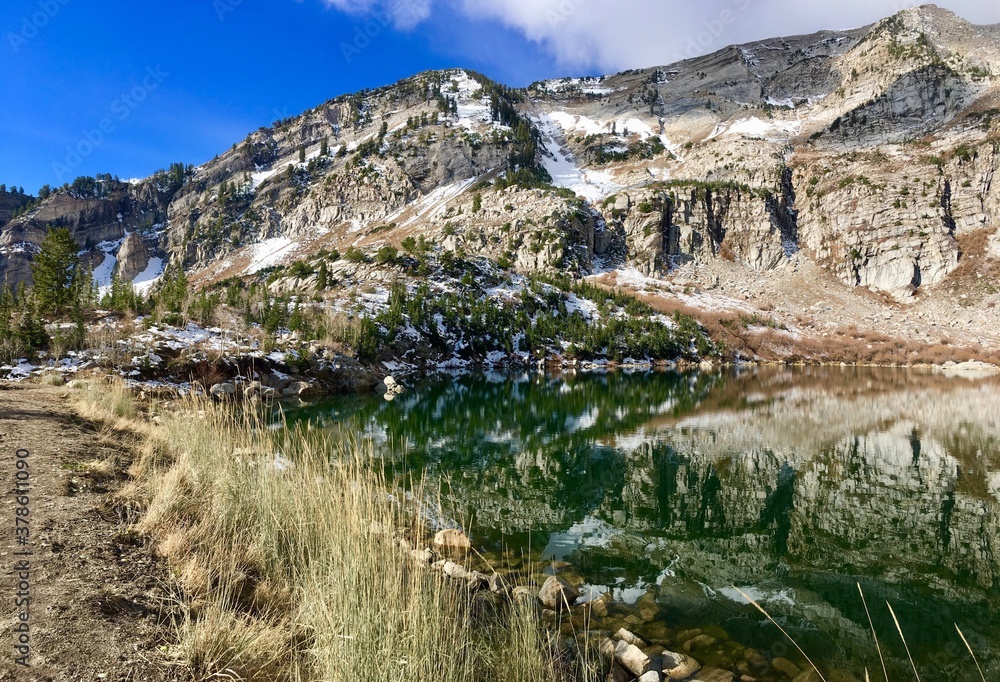 Mountain lake in the winter