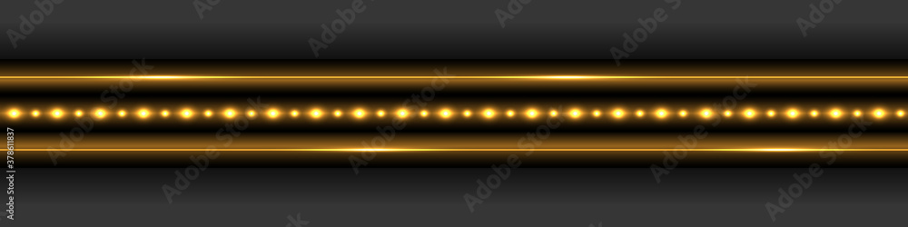 Golden glowing border with neon light effect. Shiny lines and LED strips with glare and shimmer. Gold trace on dark background, design element for decor. Abstract vector illustration Golden glowing border with neon light effect. Shiny lines and LED strips with glare and shimmer. Gold trace on dark background, design element for decor. Abstract vector illustration
