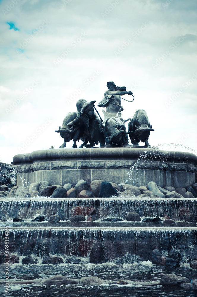Copenhagen, Denmark - Gefion fountain located in Nordre Toldbod area next to Kastellet, 1897